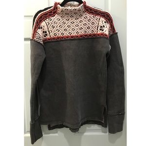 Free People Sweatshirt with Turtleneck Knit Detail and Contrast